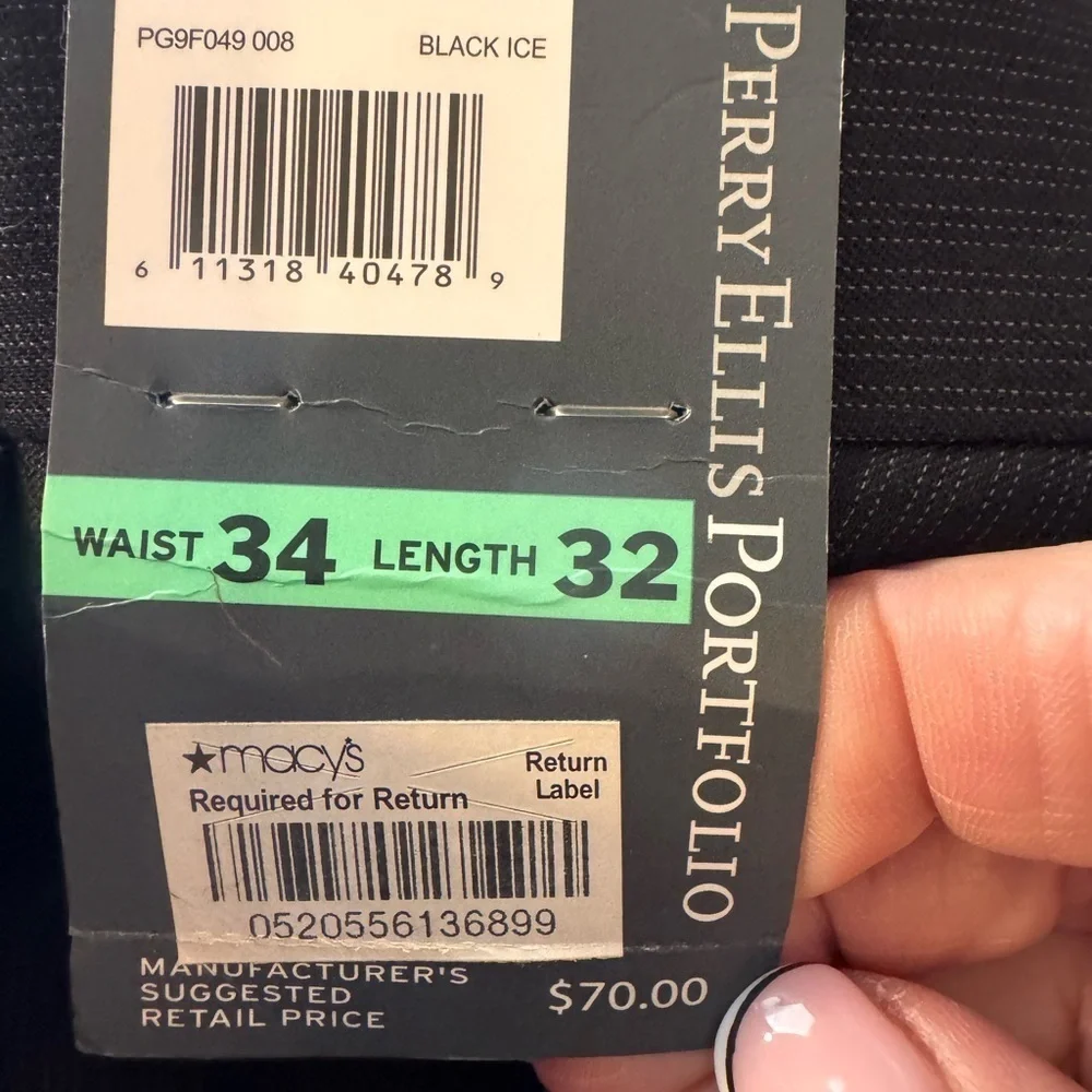Perry Ellis Portfolio Men's Black Ice Dress Pants with the modern fit. NWT